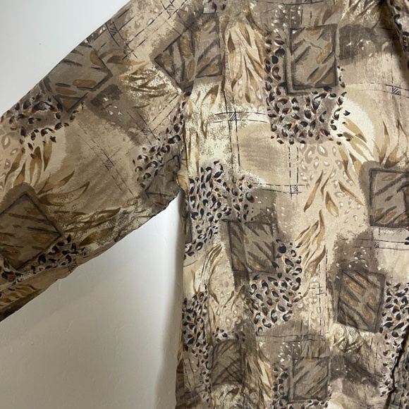 Leopard Frame Colorblock Cat Cheetah Jaguar Patchwork Boho Artsy Button Blouse - Picture 3 of 5